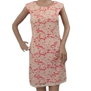 Signature by Robbie Bee cream and pink lace dress NWT